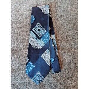 Alexanders  Tie 70s 80s 90s Y2K Mens Blue 4 Wide 55 Long